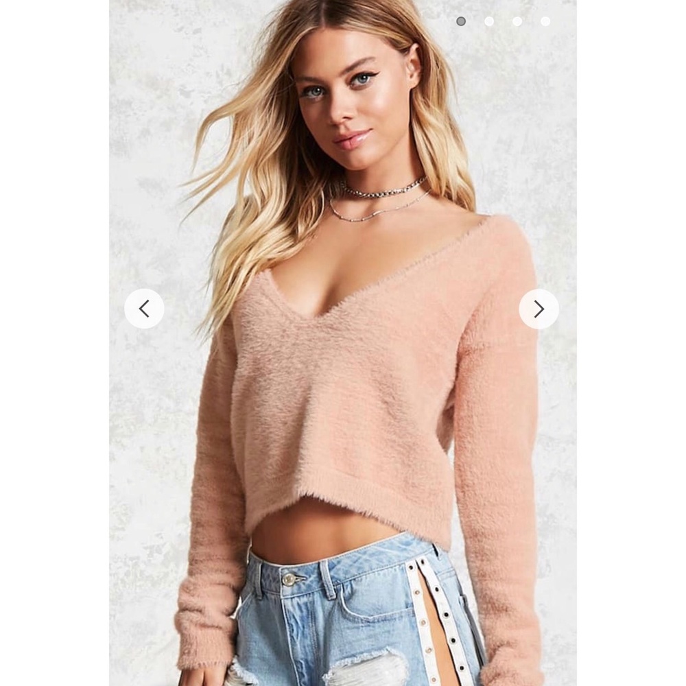 Forever 21 Fuzzy knit sweater Pink